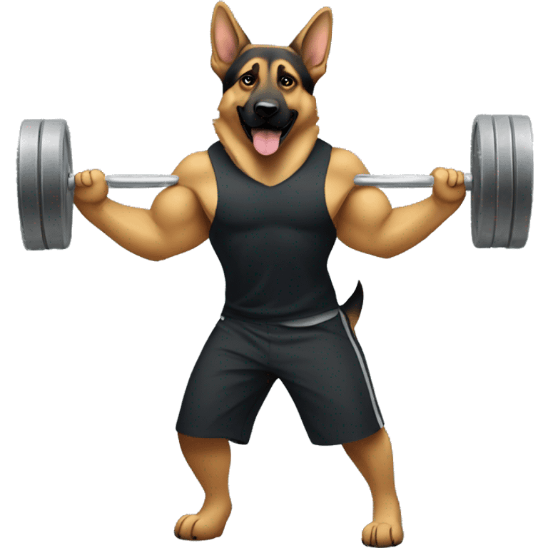 german shepherd lifting weight emoji