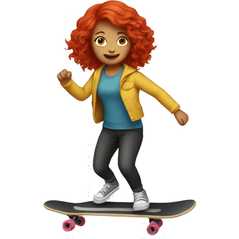 A red hair girl do skateboarding  emoji