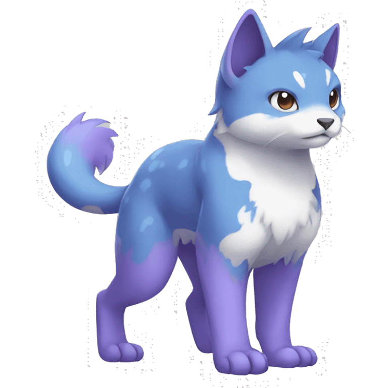 Cute cool purple white blue animal hybrid Fakemon full body emoji