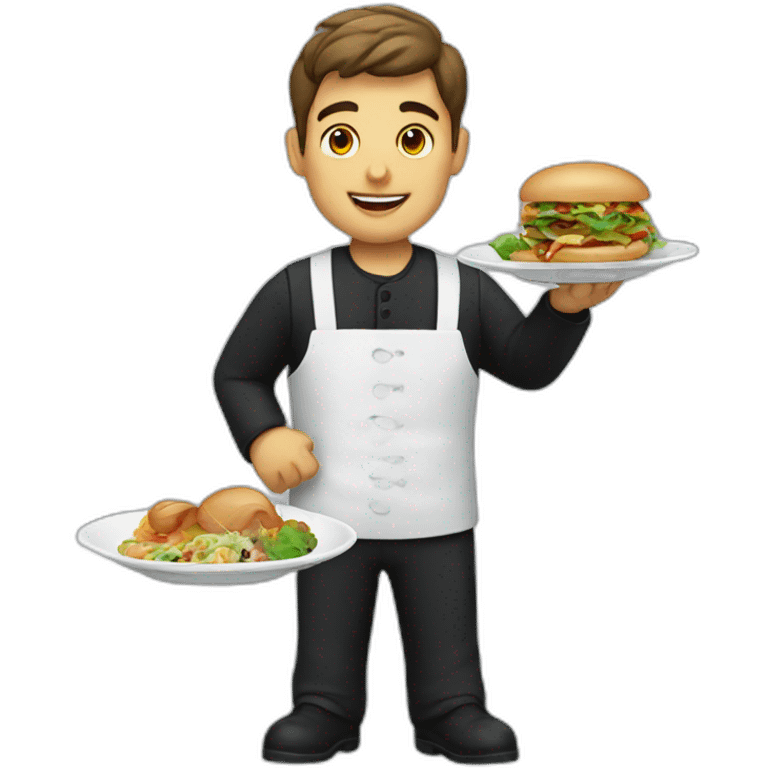 waiter showing food emoji