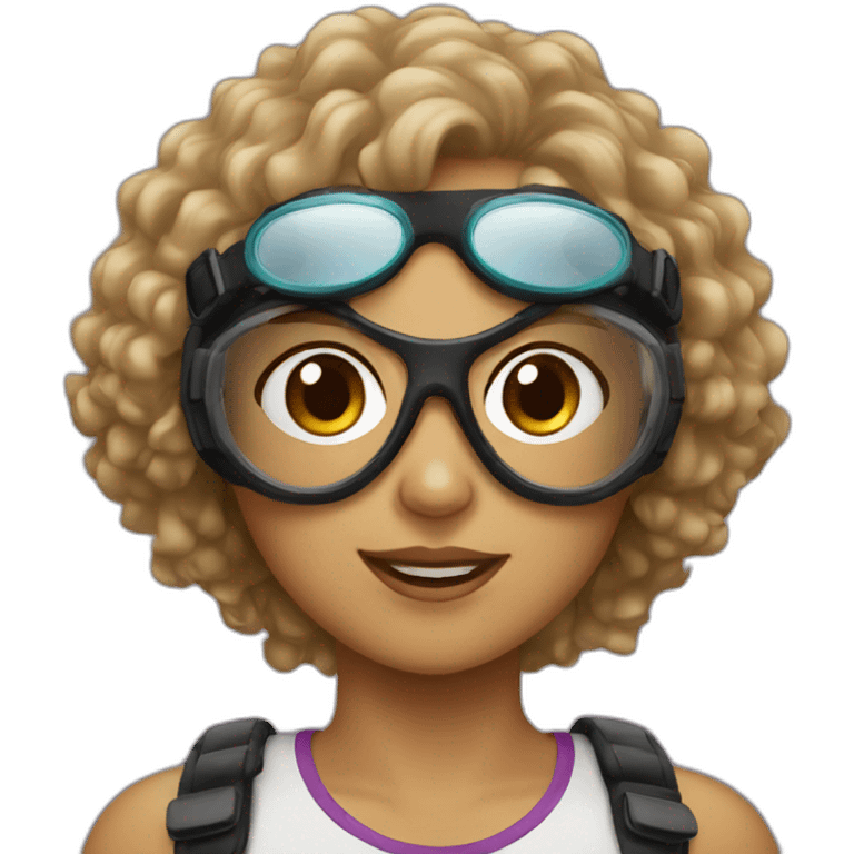 Girl with curly hair and goggles emoji