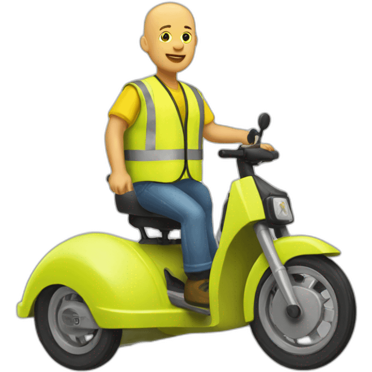 trottinette bald man with yellow safety vest emoji