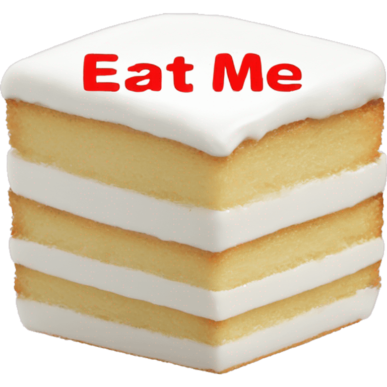 white cake square with eat me tag emoji