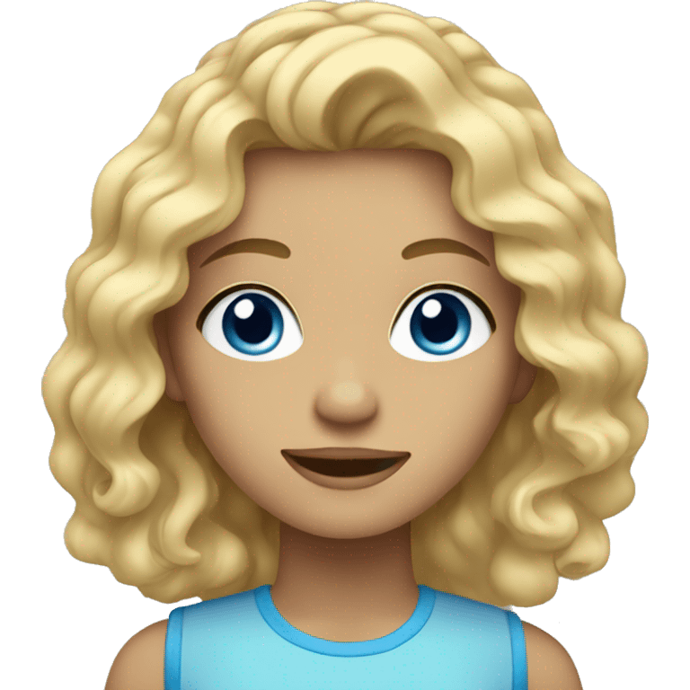 Blond teen girl with blue eyes and wavy hair  emoji