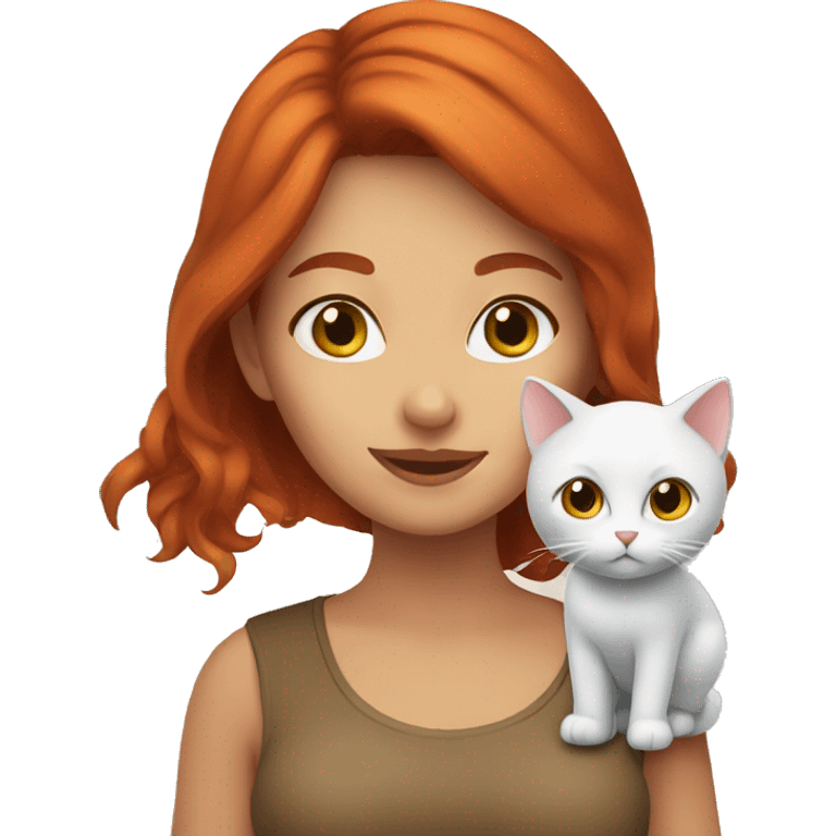 redhead with cat emoji