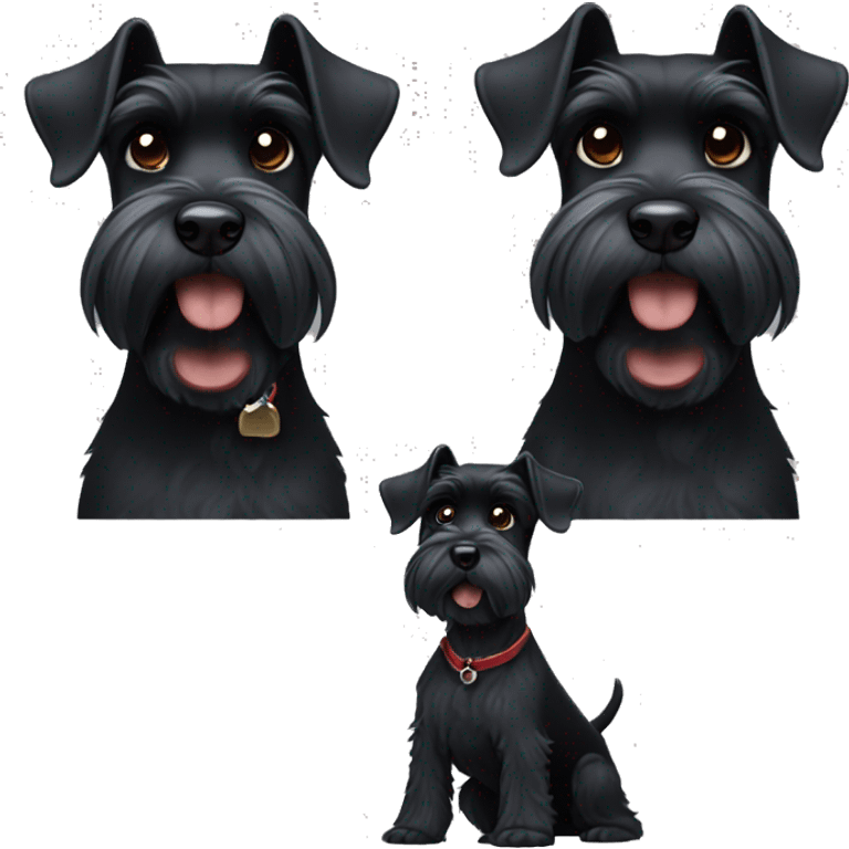 Black schnauzer with one upright and the other one down emoji