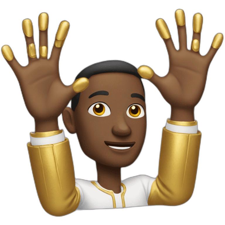 man with gold hands emoji