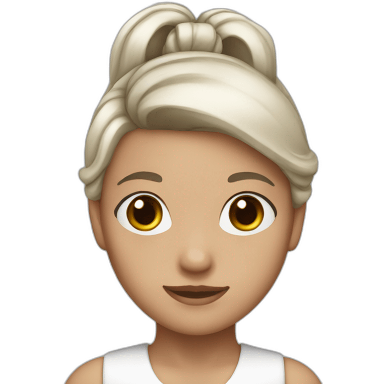 Girl with brown ponytail and white hairbow emoji