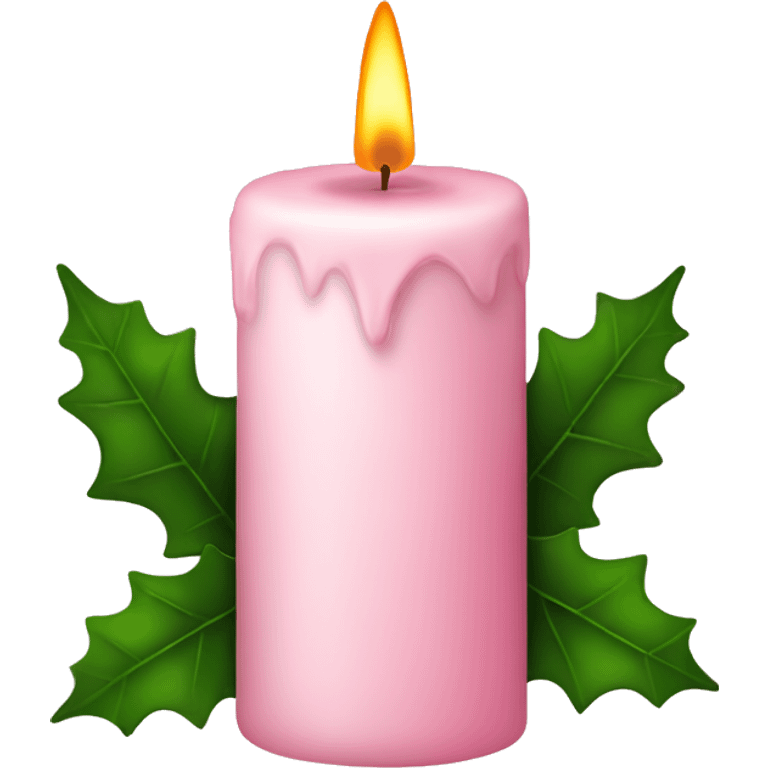 pale pink christmas candle with holly emoji