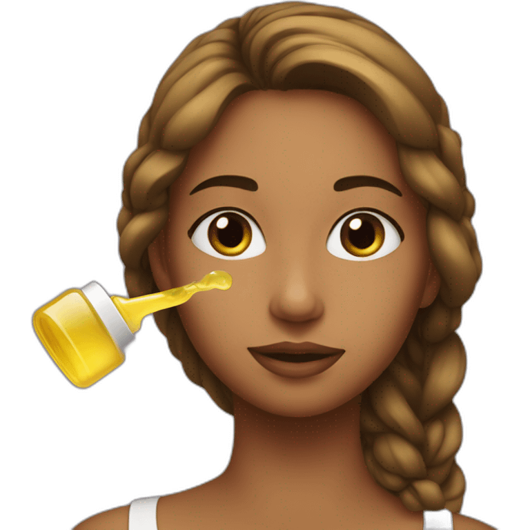 a girl applying oil on her face. emoji