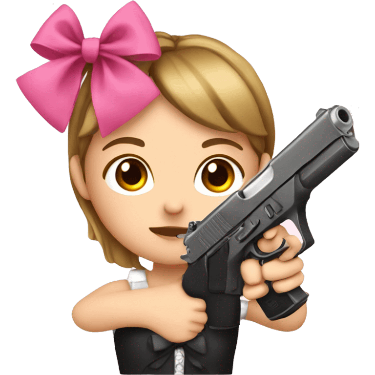 gun with a pink bow with cute girl emoji