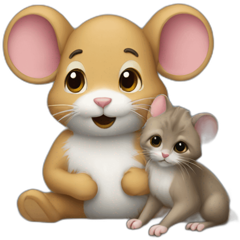 Mouse holding cat on mountain emoji