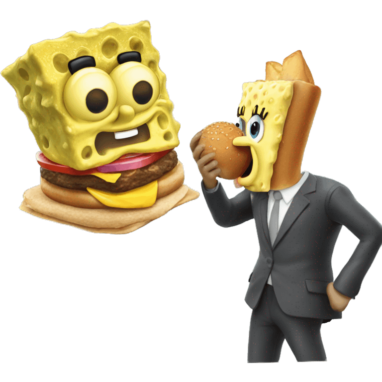 spongebob eating a burger emoji