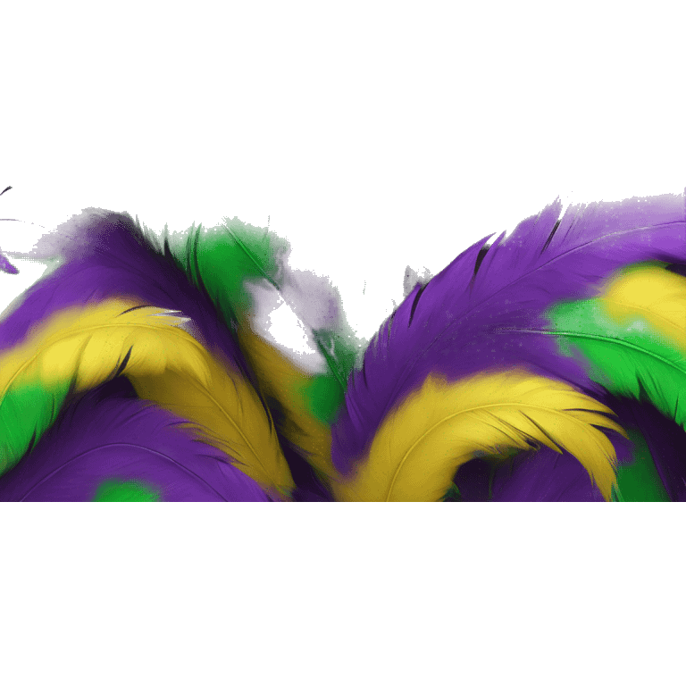 Realistic isolated purple,green,and yellow feather mardi gras boa. emoji