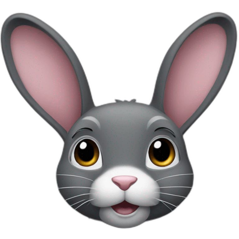 dark grey bunny with white whiskers and big ears emoji