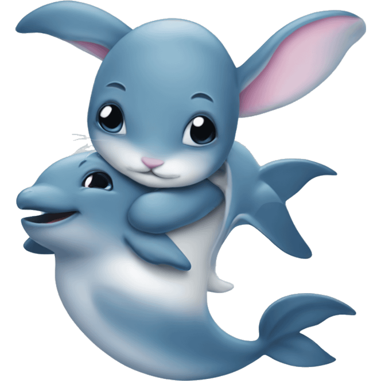 bunny hugging a dolphin emoji