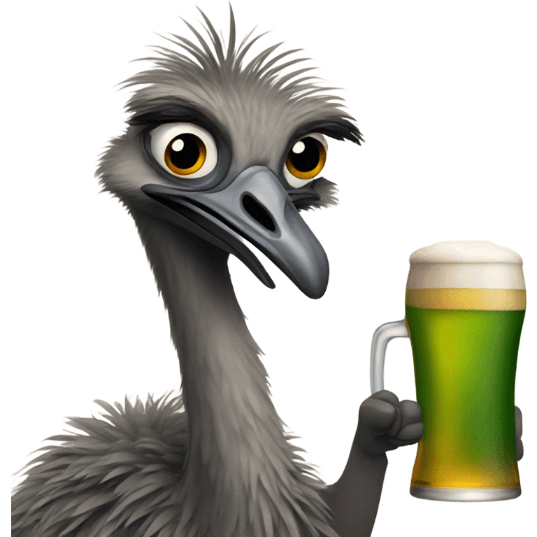 emu holding a beer emoji