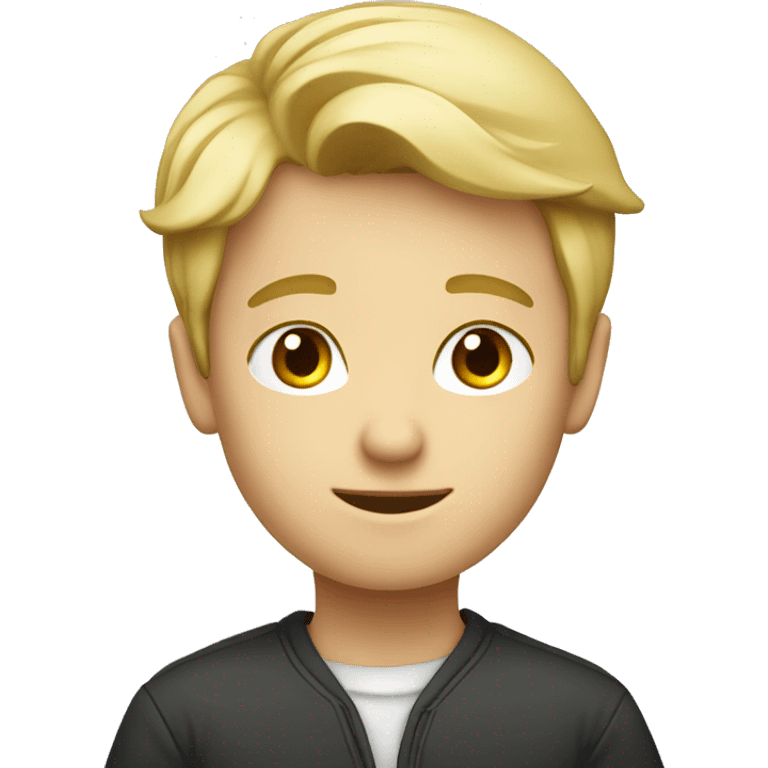 Smart looking blonde haired boy studying  emoji