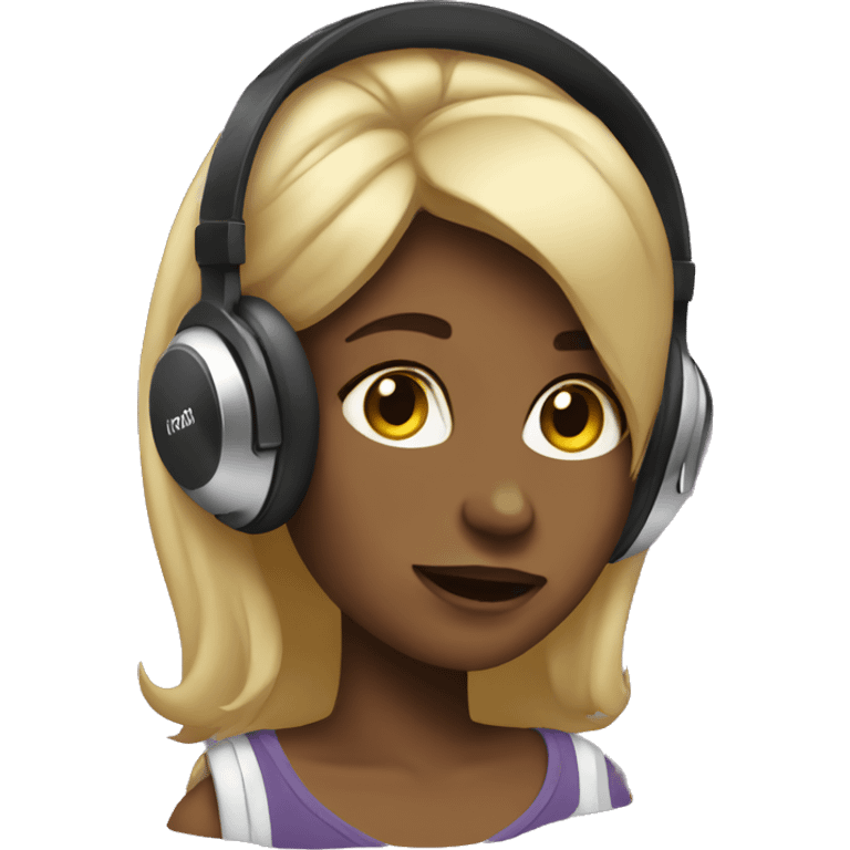 Girl listening a music on headphones  emoji