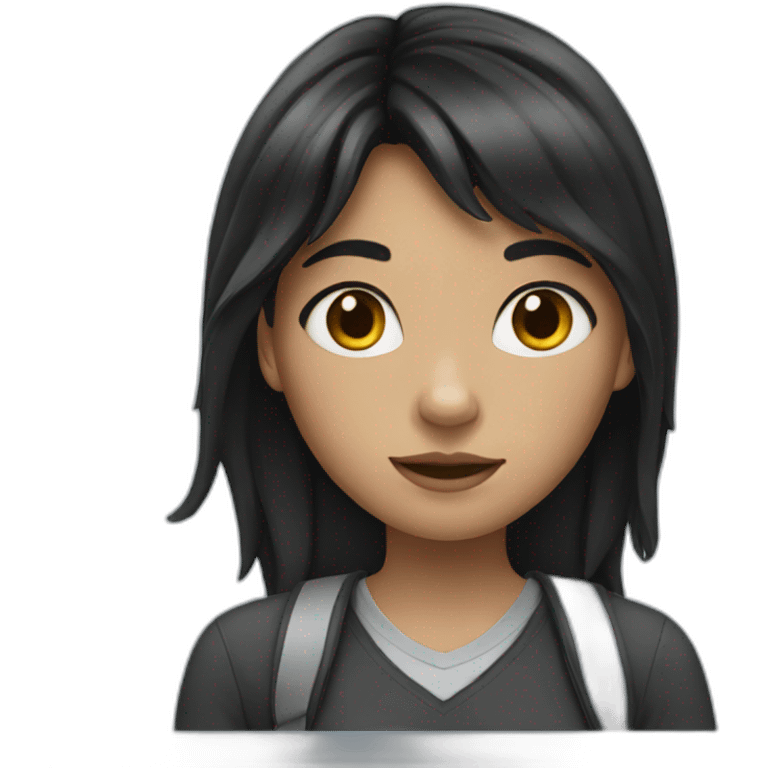 girl at school with black hair emoji