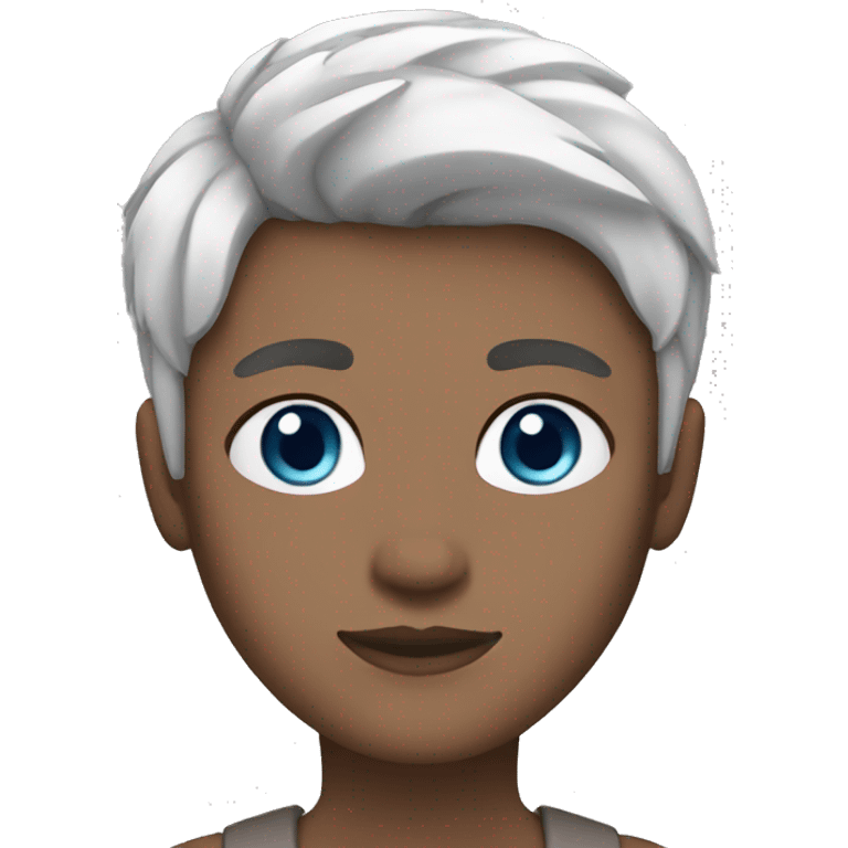 Blue eyes brown hair with white highlights nonbinary  emoji