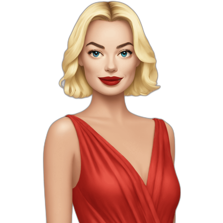 Margot robbie en mini robe rouge emoji