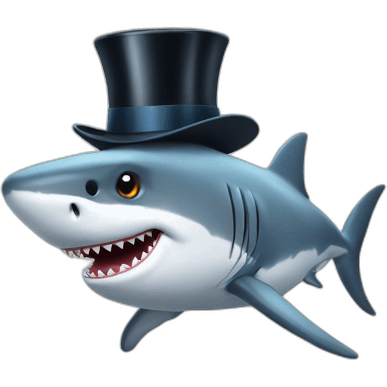 Shark with a top hat emoji