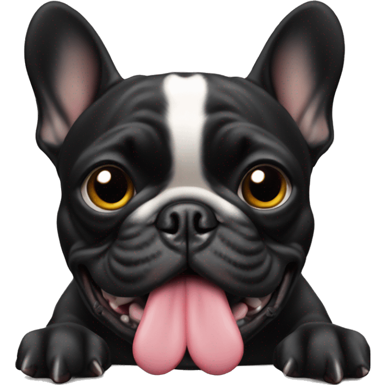 All black French bulldog playing video games emoji