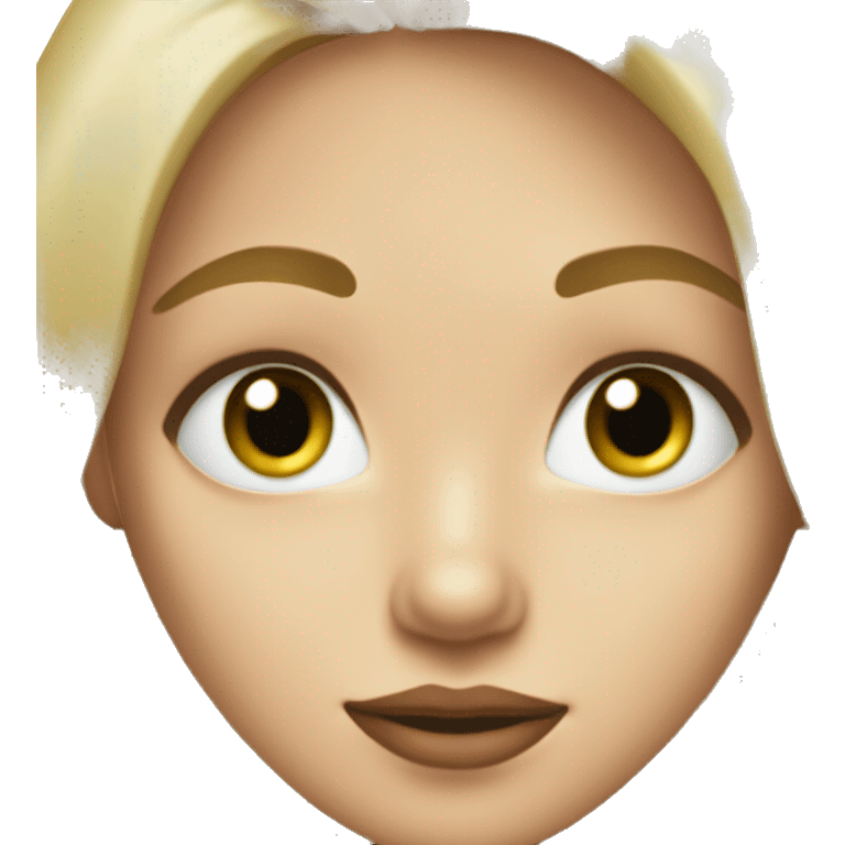 Dirty blonde girl with bluey-green eyes, and a slightly larger nose and larger lips emoji