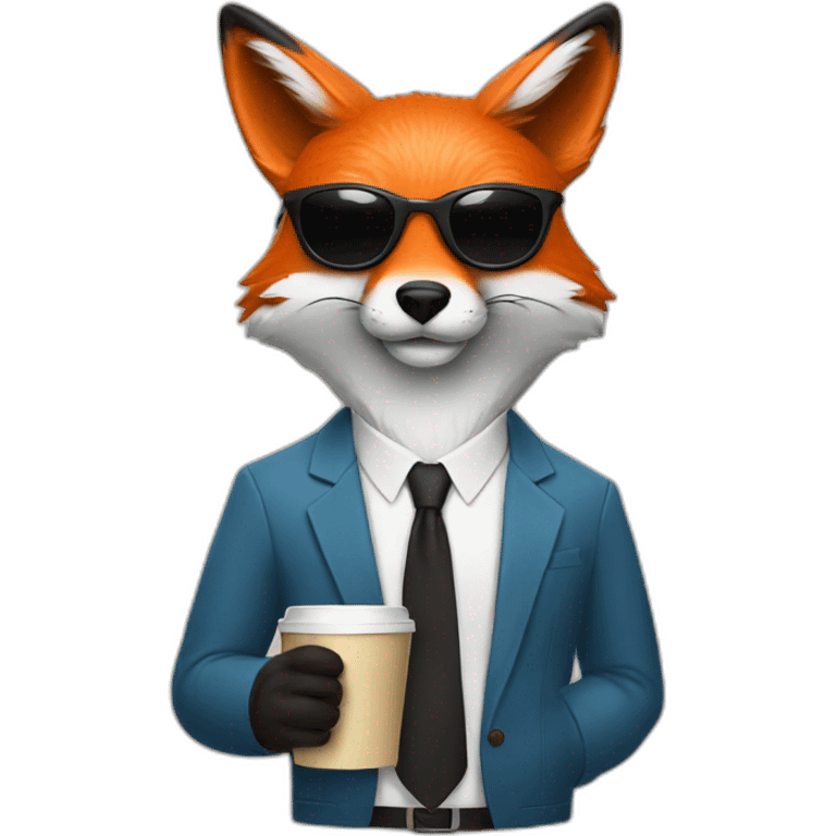 fox with sunglasses drinking coffee emoji