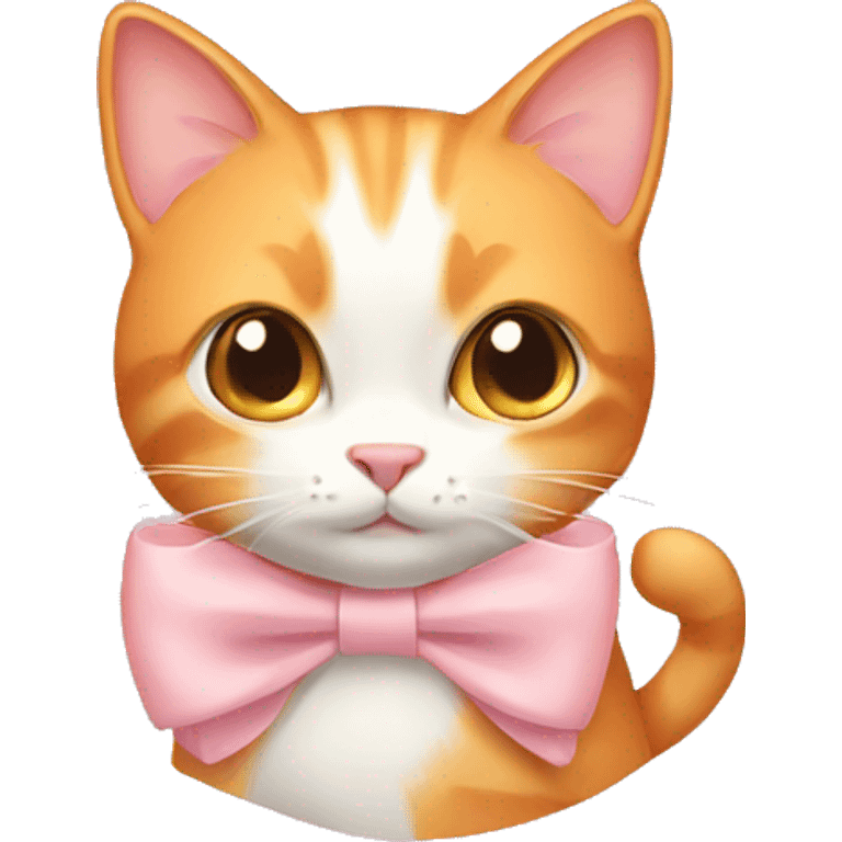 Light orange cat with a light pink bow emoji