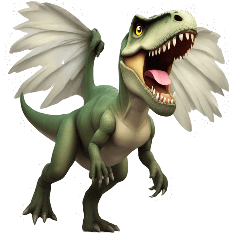 T. rex with angel wings and halo emoji