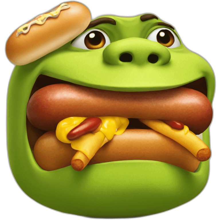 shrek eating a hotdog emoji