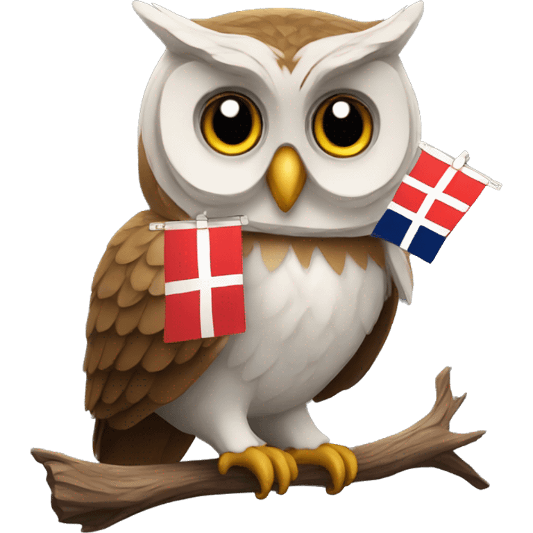 Owl with Norwegian flag and tarot cards emoji