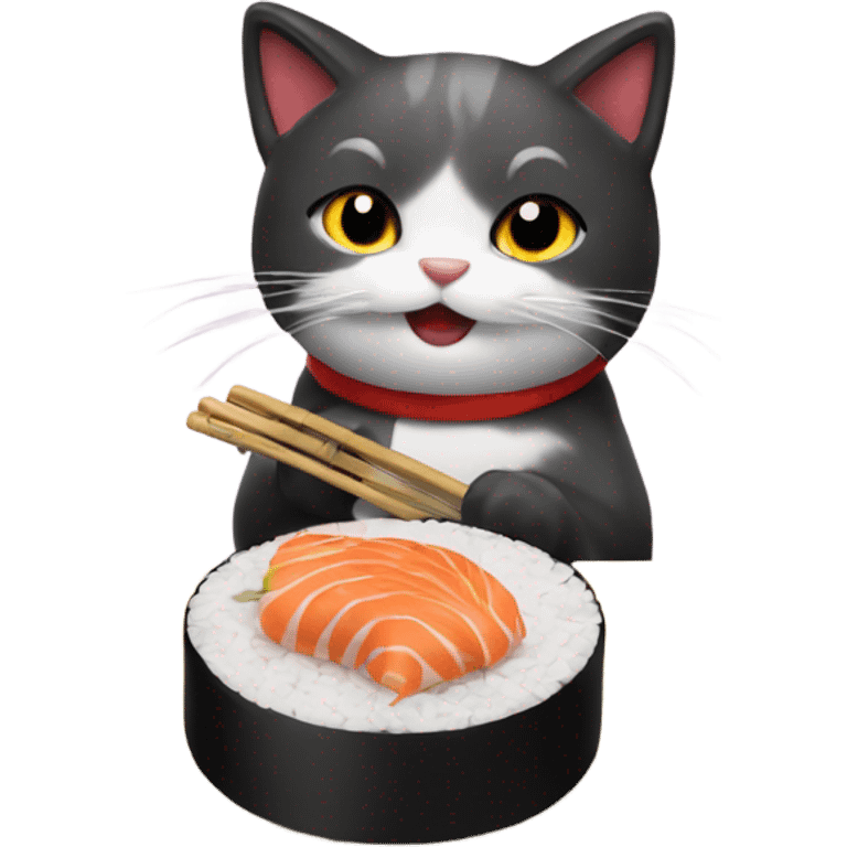 santa cat eating sushi emoji