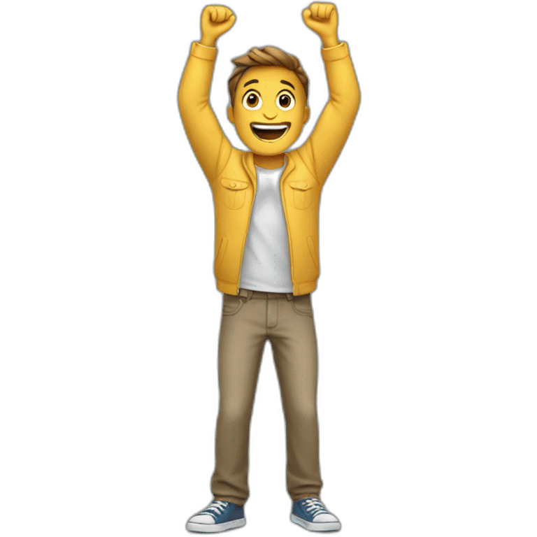 excited man with arms raised above head emoji