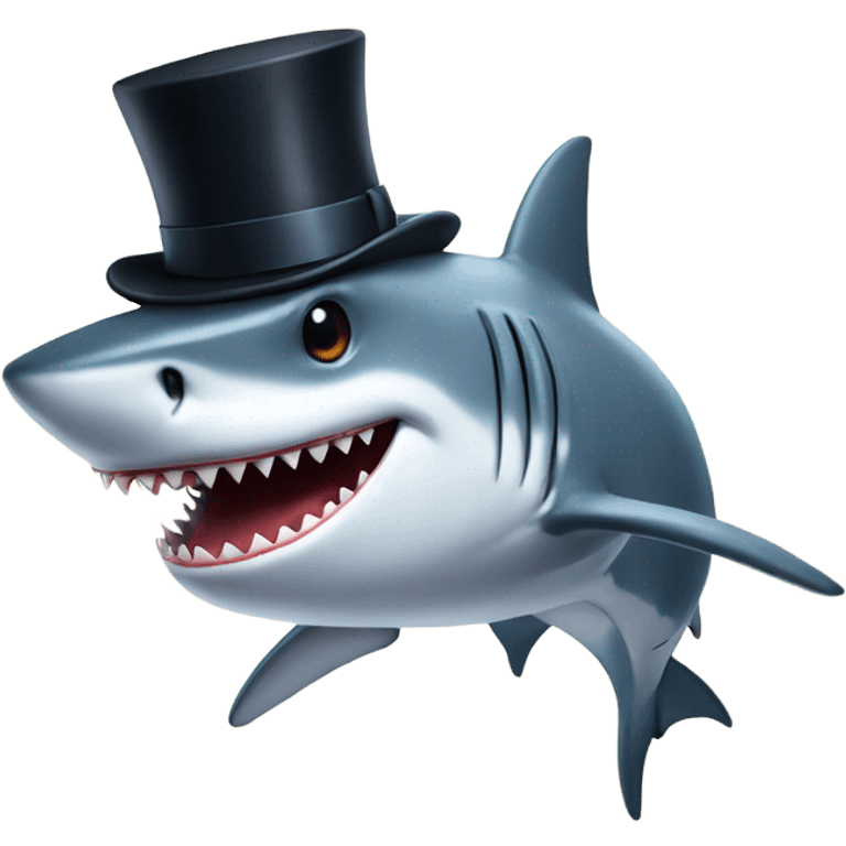 Shark with a top hat emoji