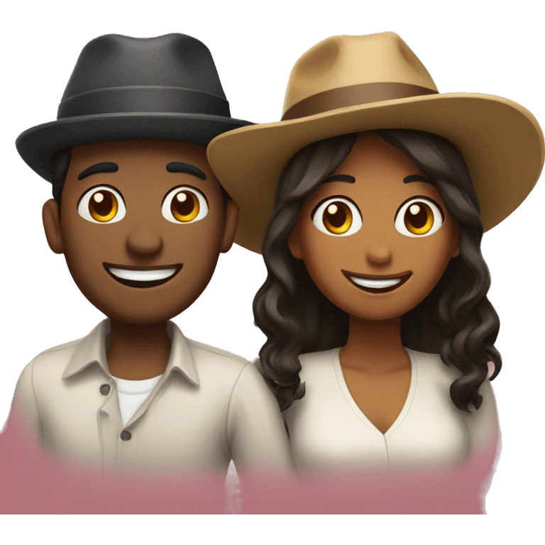 happy couple with hats emoji