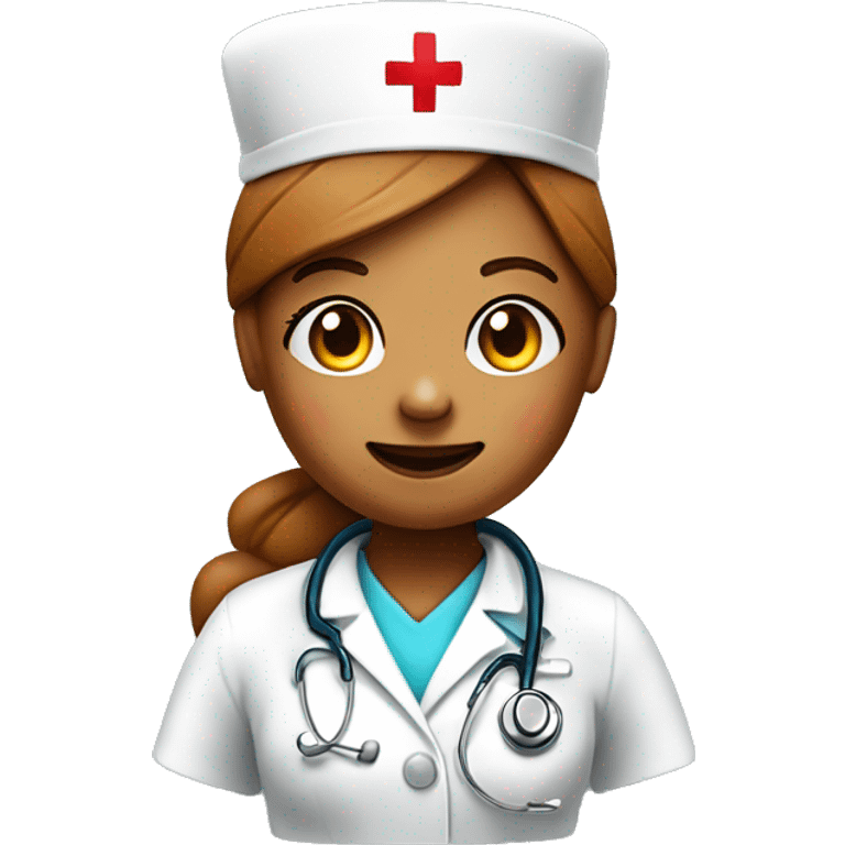 Realistic gingerbread girl in scrubs and nurse hat with stethoscope around neck isolated.  emoji