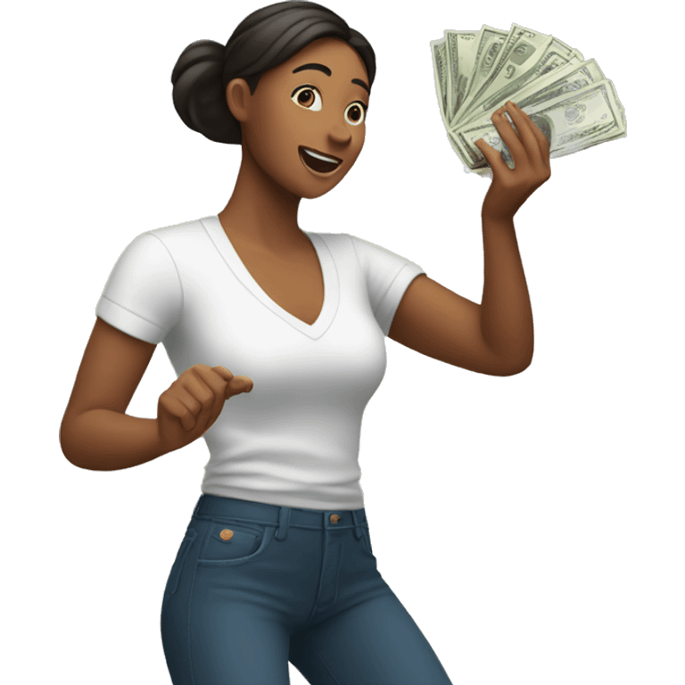 A woman throwing money emoji