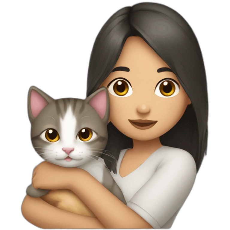 filipina girl with kitten emoji