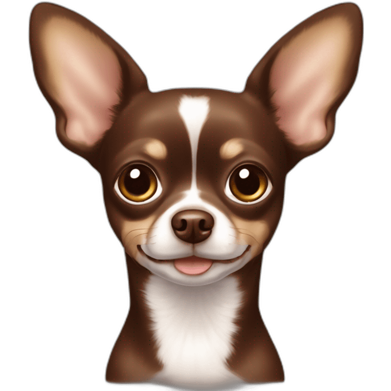 chocolate brown chihuahua with a white spot on the chest and big brown eyes emoji