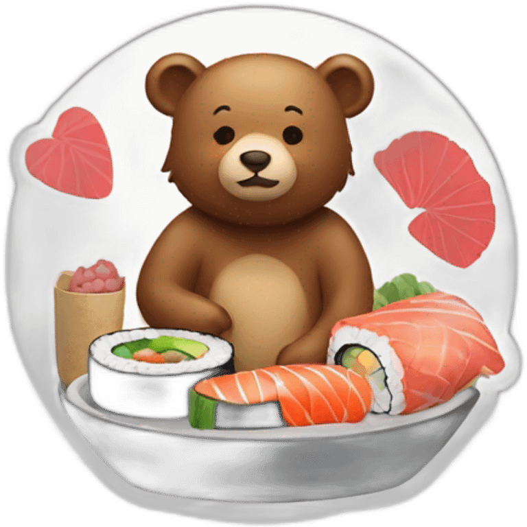 Bear with a kiss and sushi  emoji