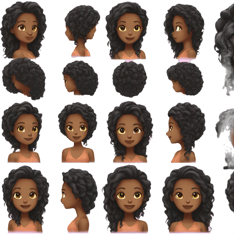 Black Girl long hair emoji