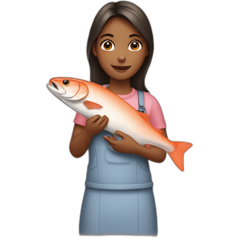 girl holding salmon emoji