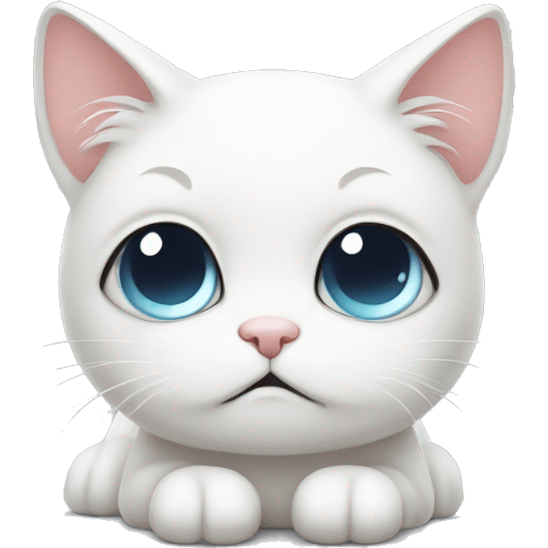 Sad white cat kawaii cute emoji