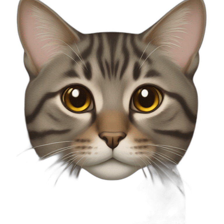 Tabby dark grey brown cat small eye emoji