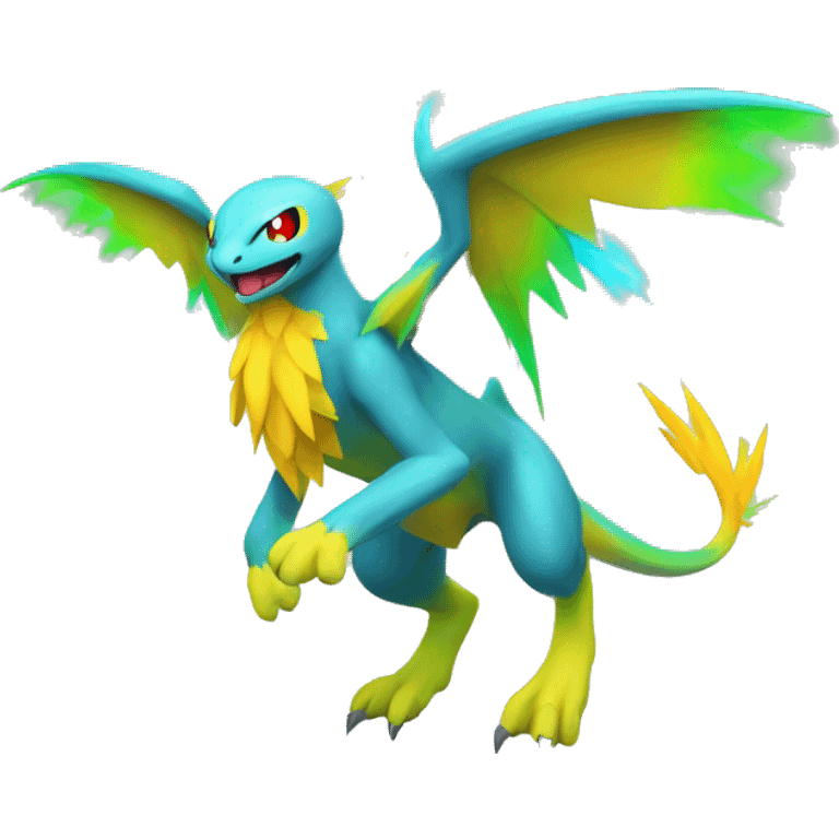 Colorful Neon Colors Flying Fakémon-Pokémon-Creature Full Body emoji