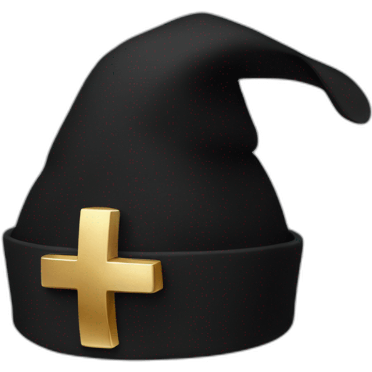 Black cap with gold cross on it no face emoji