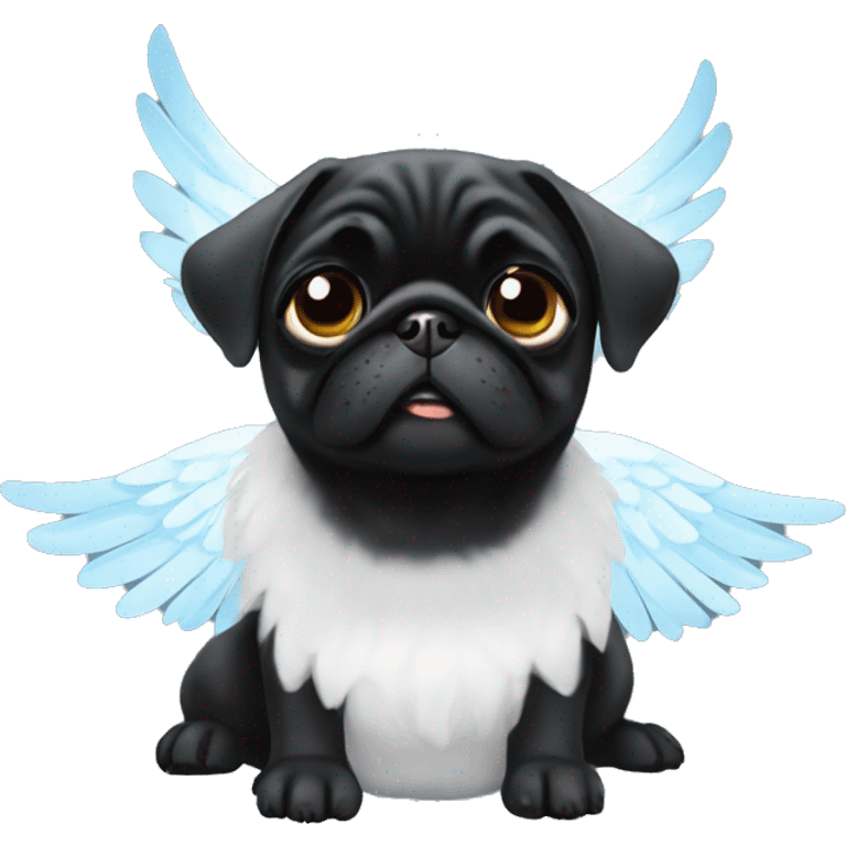 Black pug with angel wings emoji